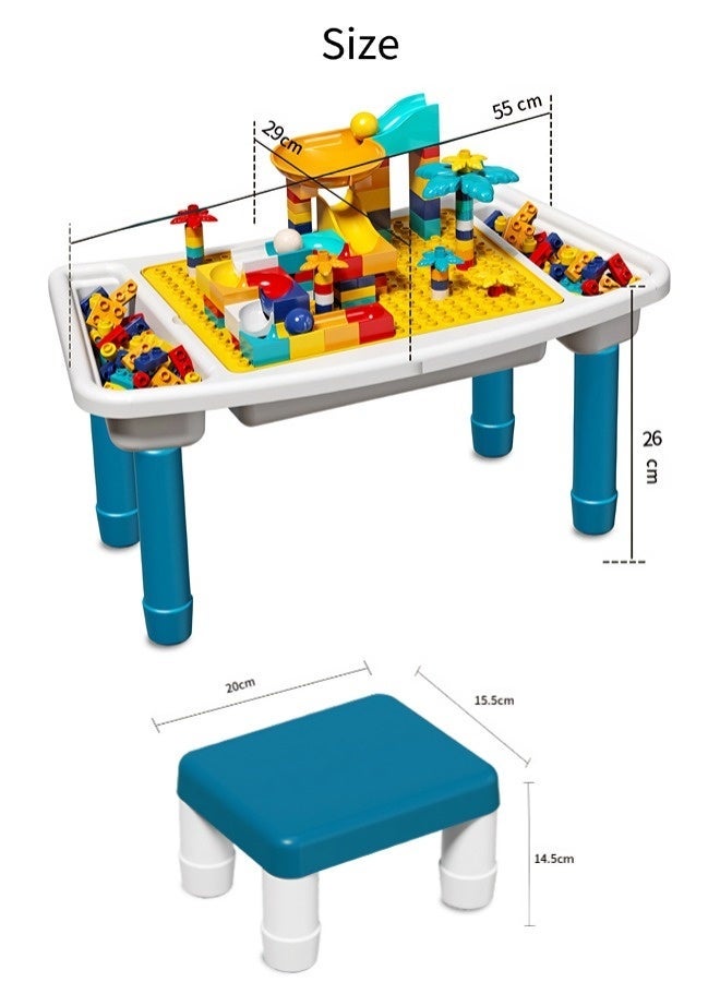 Toyzey Children's building table, convertible into a children's learning table and chair set, 5-in-1 multi-functional play table set with storage, includes 1 chair and 108 compatible large building blocks, suitable for children aged 2 and up - Image 2